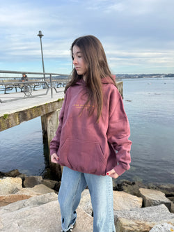 SUDADERA GRANATE/MOSTAZA "VIGO CDC"  CON CAPUCHA
