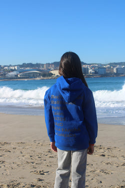 SUDADERA KIDS AZUL/PLATA PLAYAS SURF CON CAPUCHA