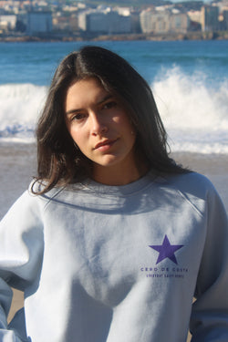 SUDADERA CELESTE/MALVA "VIGO" ESTRELLA  SIN CAPUCHA