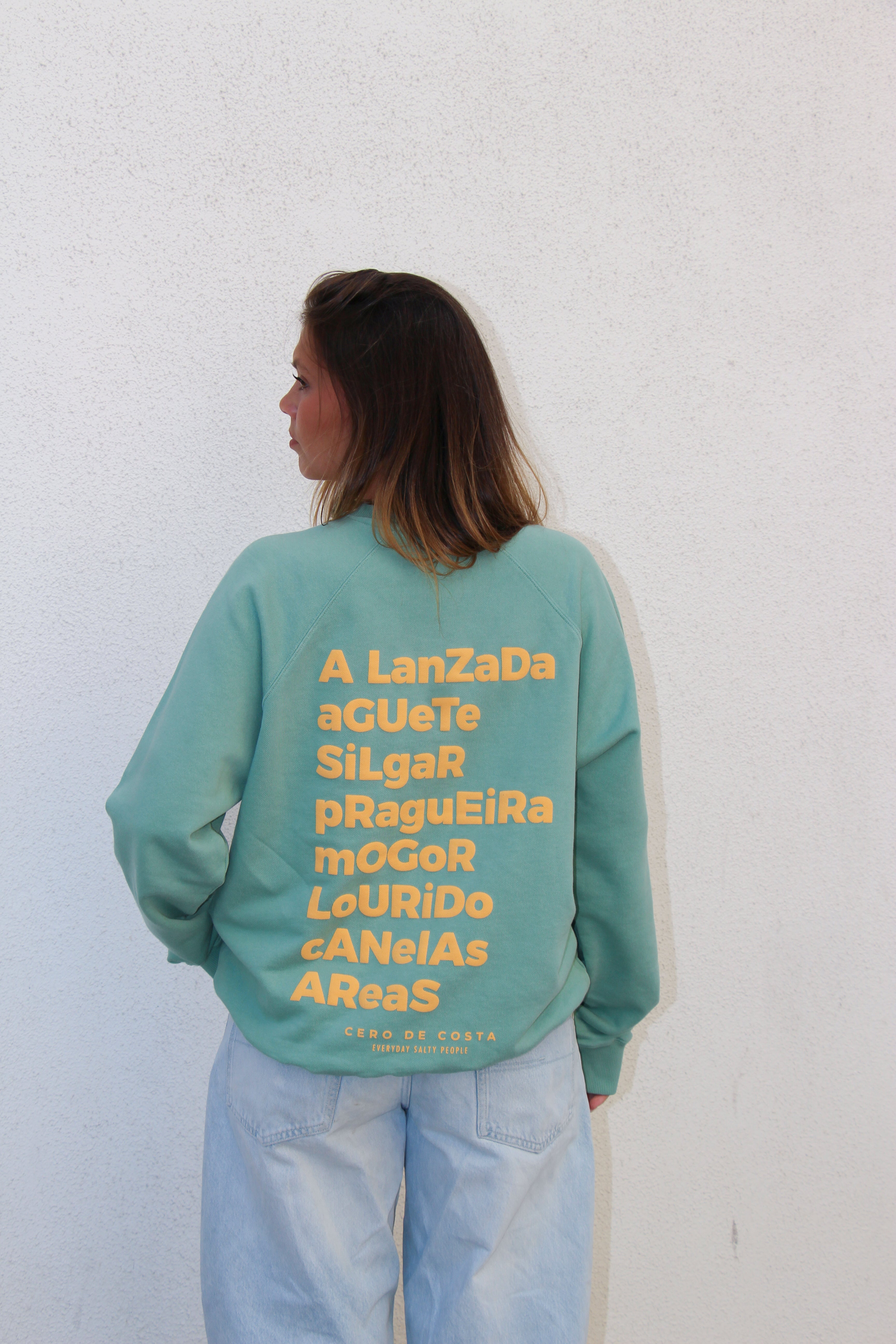 SUDADERA "PONTEVEDRA" VERDE AGUA/NARANJA