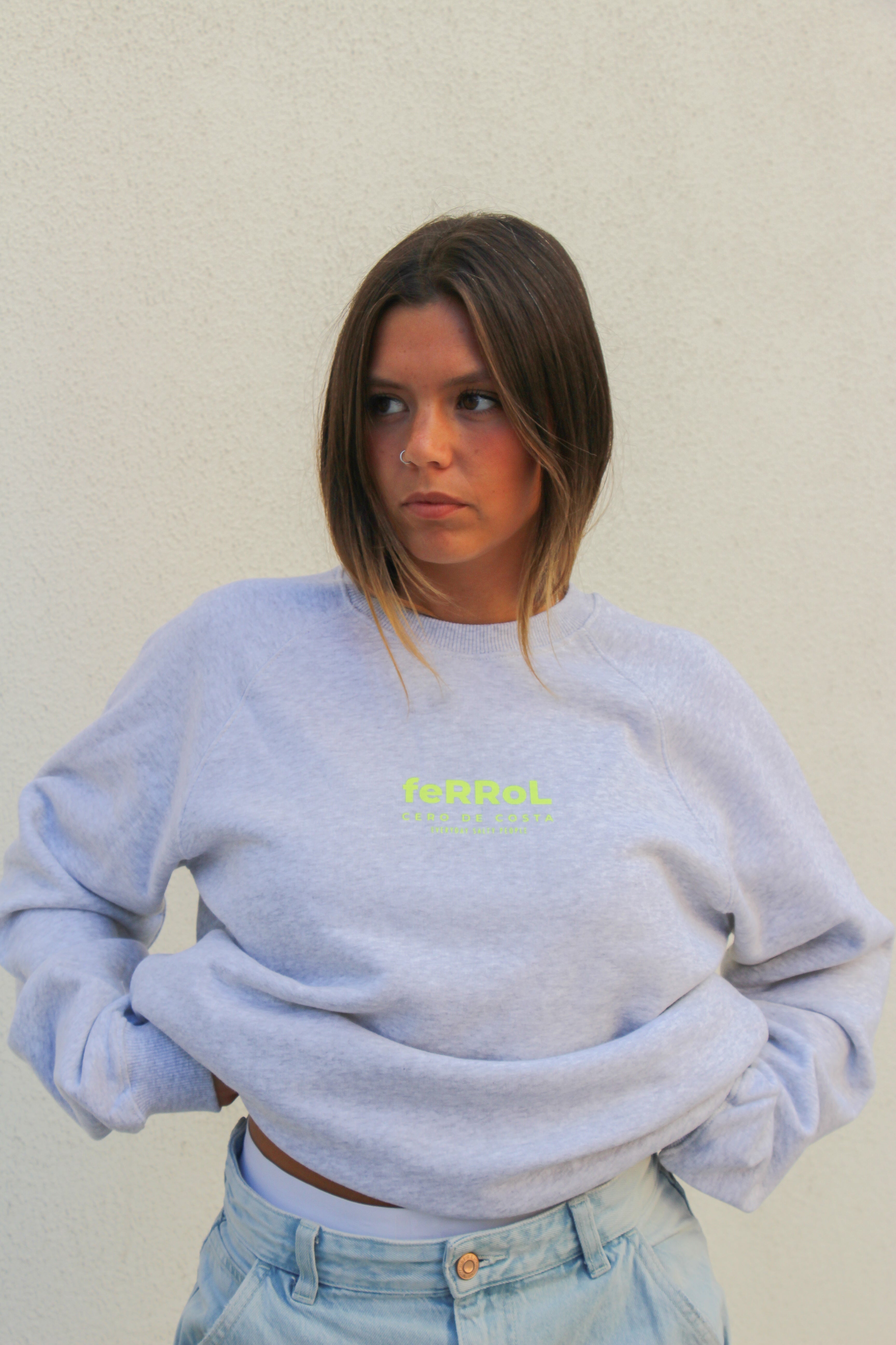 SUDADERA "FERROL" GRIS/FLÚOR