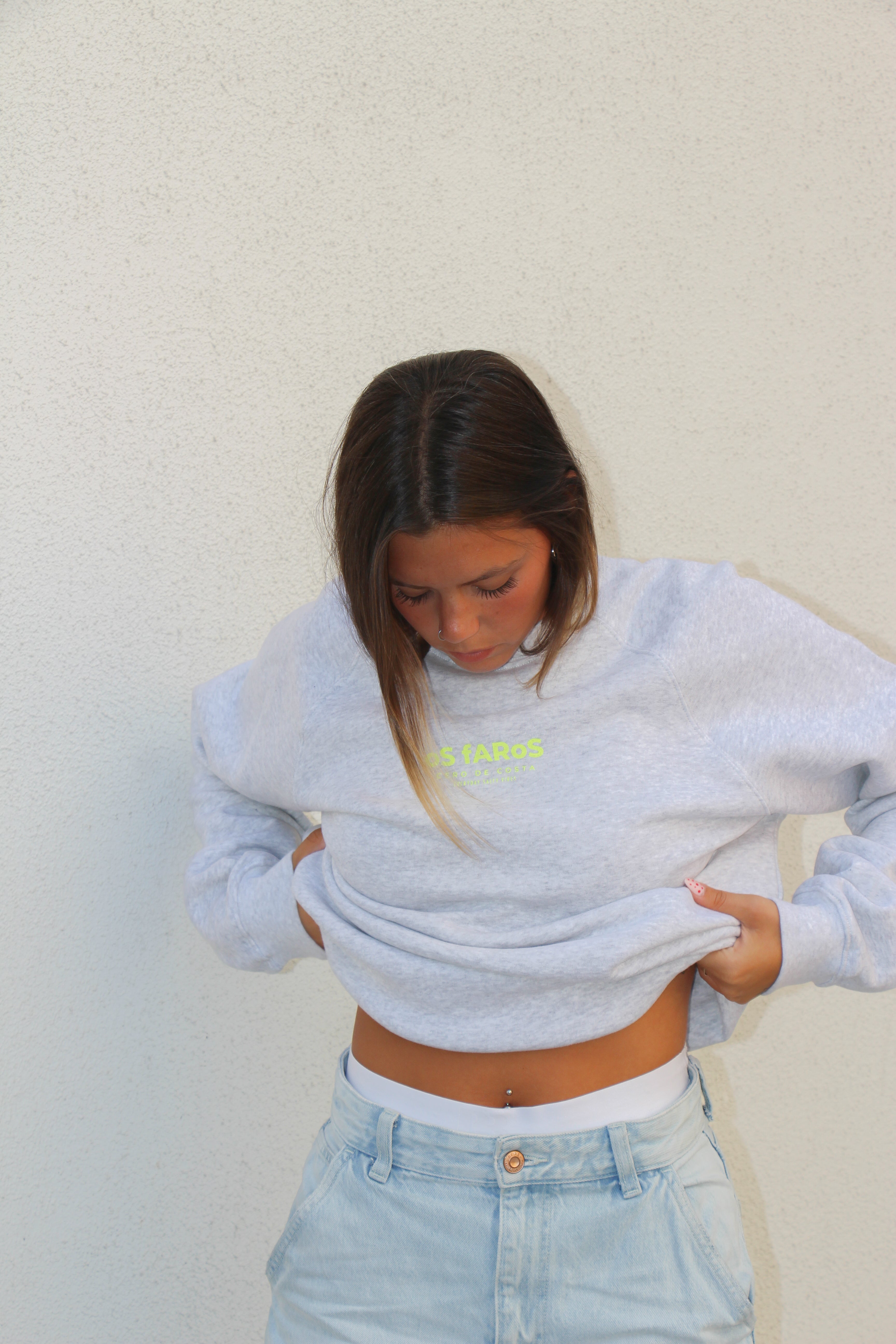 SUDADERA "OS FAROS" GRIS/FLÚOR