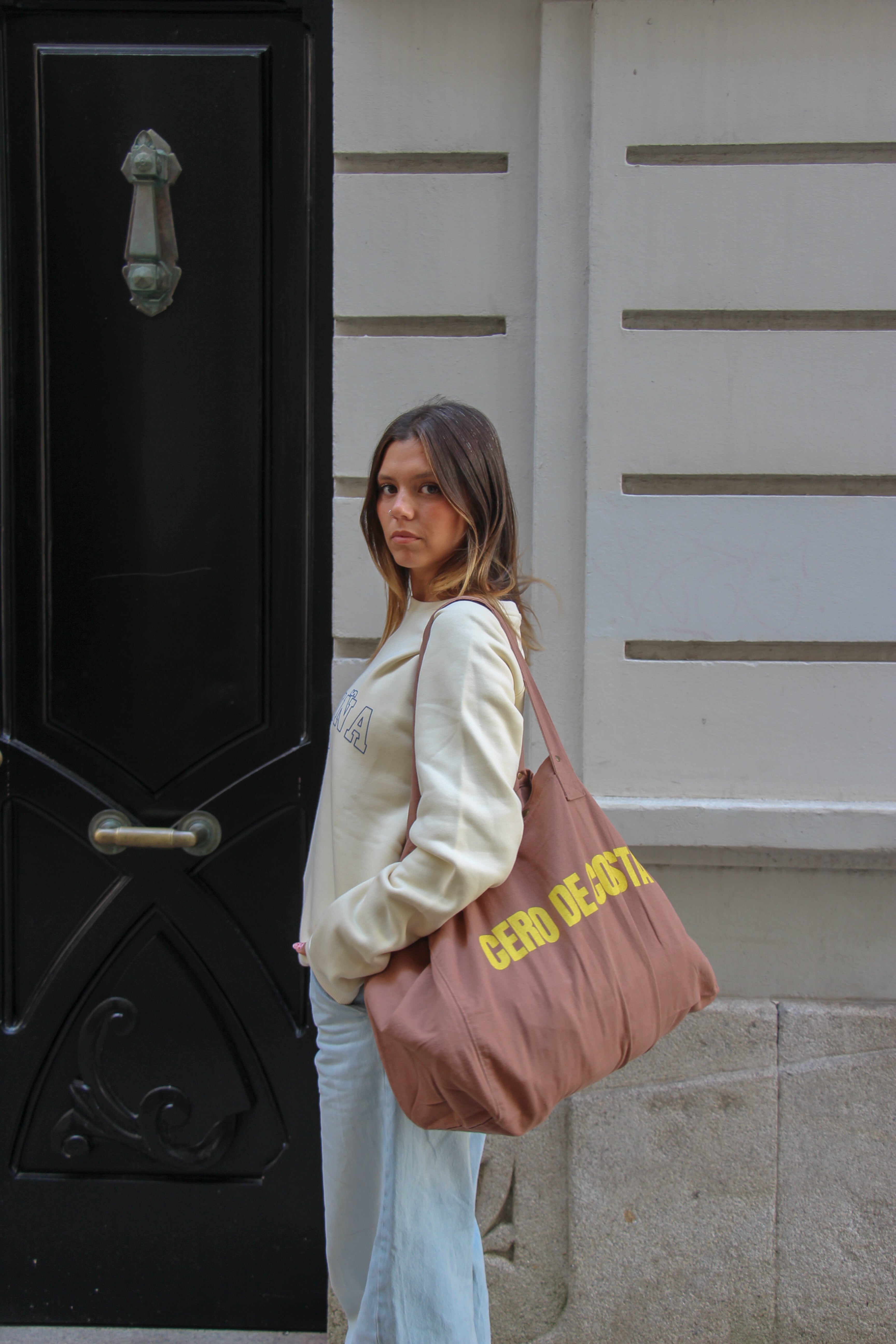 SUDADERA "MORRIÑA" NATA/AZUL