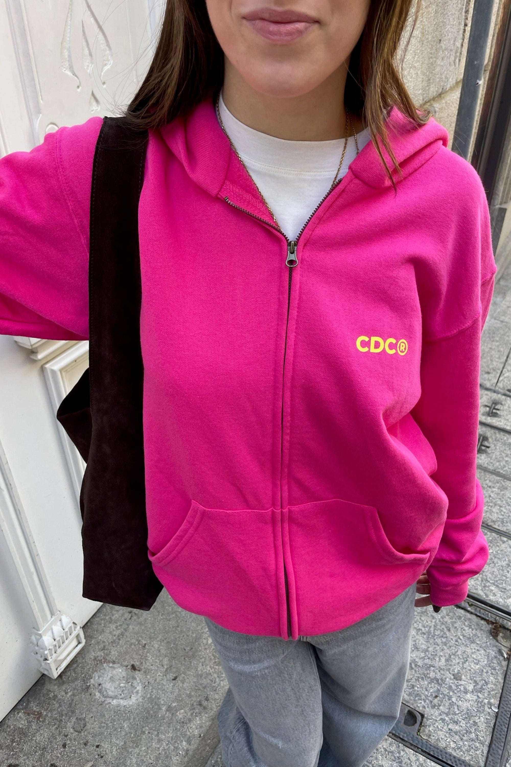 SUDADERA PONTEVEDRA FUCSIA/AMARILLO CREMALLERA CON CAPUCHA
