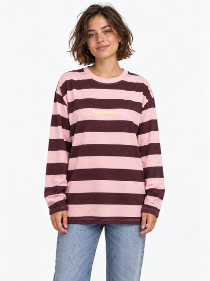 CAMISETA ROSA/BERENJENA "SANXENXO" RAYAS