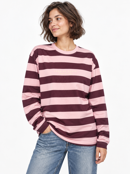 CAMISETA ROSA/BERENJENA "PONTEVEDRA" RAYAS