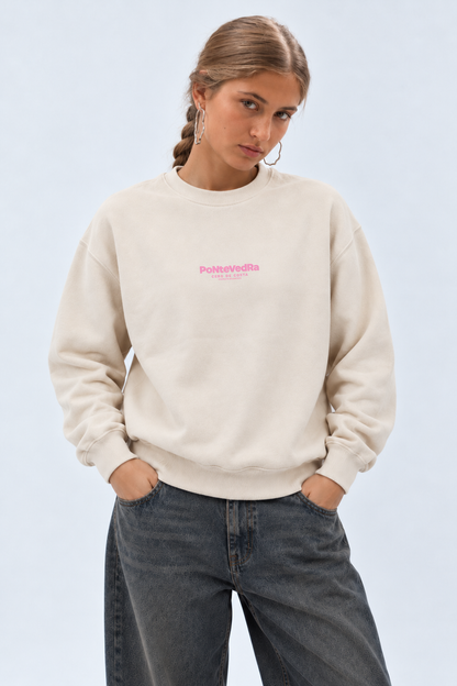 SWEATSHIRT CREME/ROSA "PONTEVEDRA"