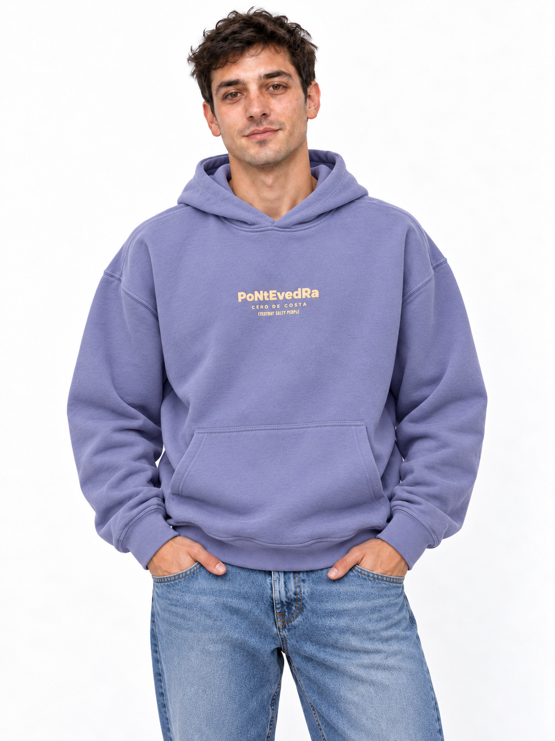 SUDADERA LILA-TIZA/AMARILLO "PONTEVEDRA" CON CAPUCHA