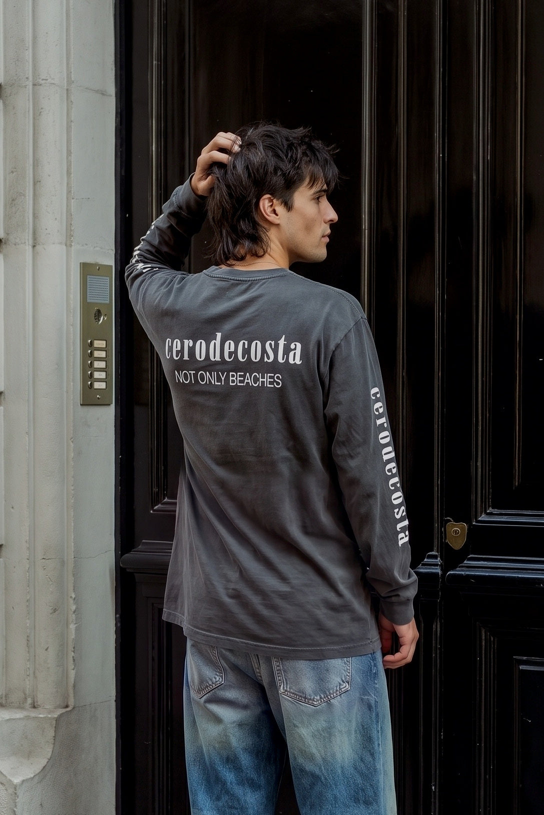 T-SHIRT ANTRACITE/BRANCO "ONLY" MANGA COMPRIDA