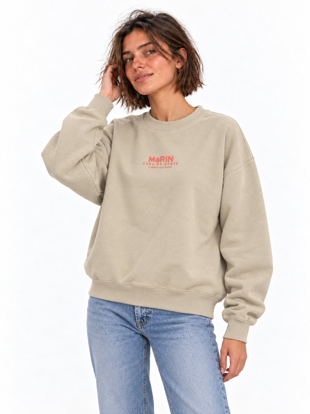 SUDADERA CREMA/CORAL "MARÍN"