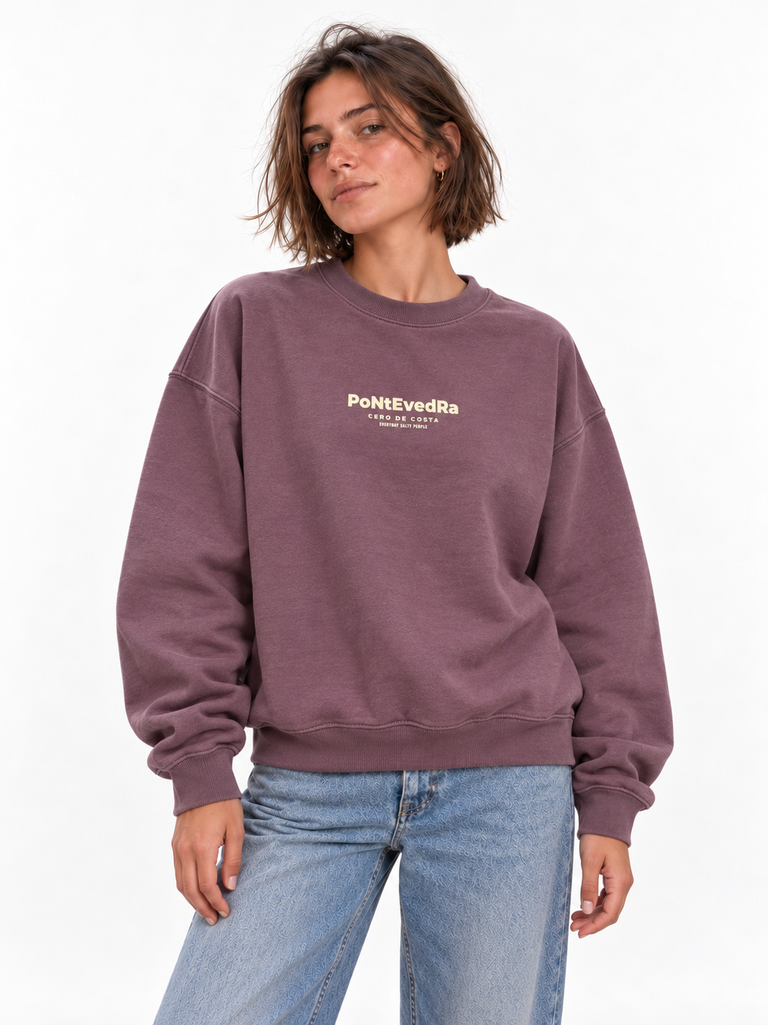 SUDADERA BERENJENA/CREMA "PONTEVEDRA"