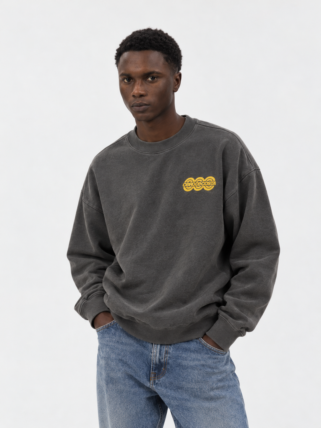 SUDADERA ANTRACITA-LAVADO/BEIGE "TOUR LOGO"