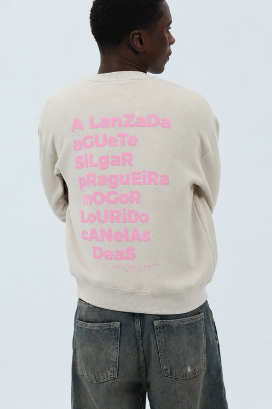 SUDADERA CREMA/ROSA "PONTEVEDRA"