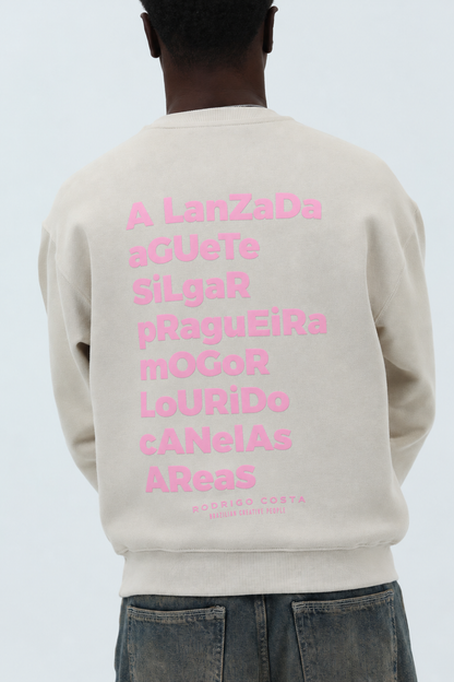 SWEATSHIRT CREME/ROSA "PONTEVEDRA"