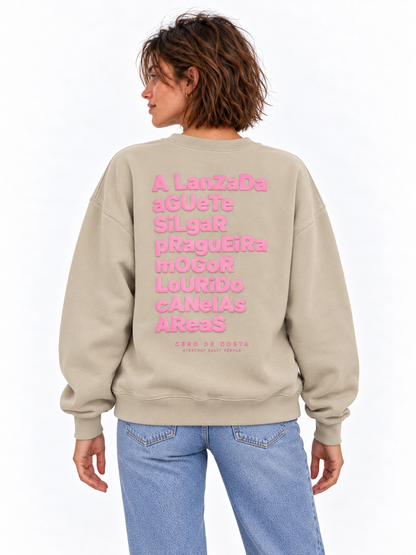 SUDADERA CREMA/ROSA "PONTEVEDRA"