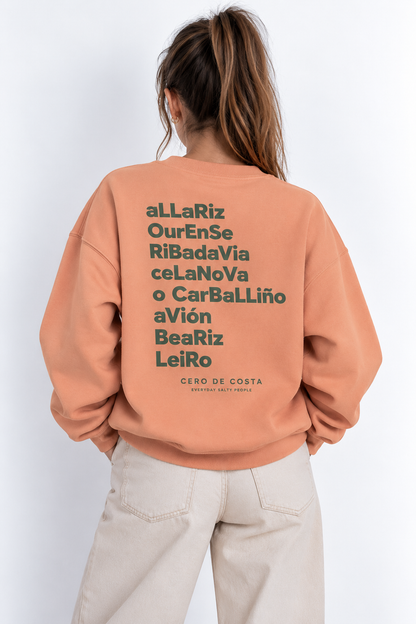 SUDADERA CORAL/VERDE "OURENSE" CORTA