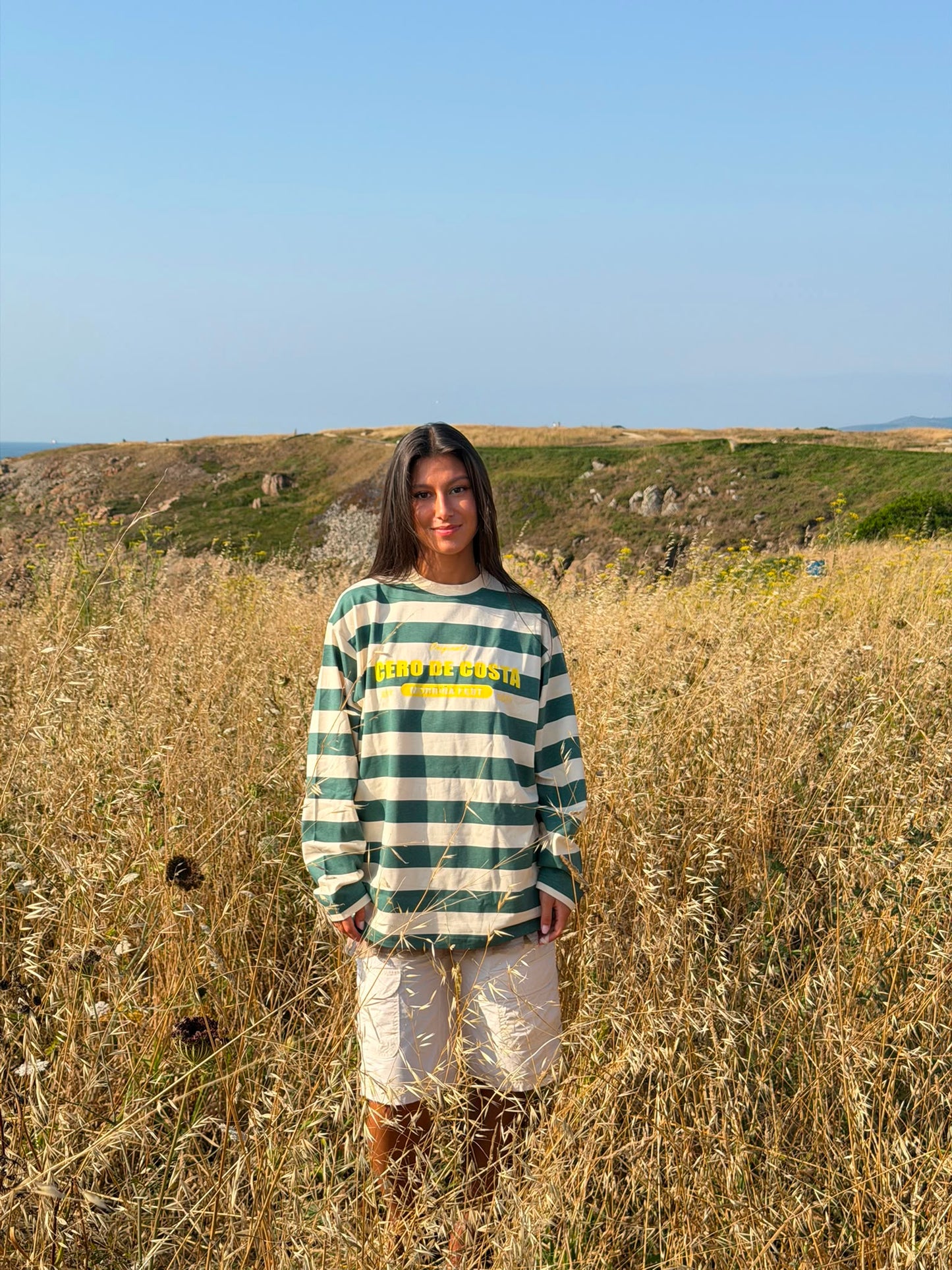 CAMISETA VERDE/BEIGE "MORRIÑAFEST" RAYAS