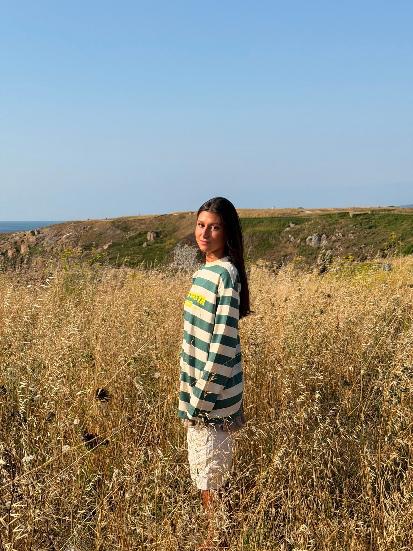 CAMISETA VERDE/BEIGE "MORRIÑAFEST" RAYAS