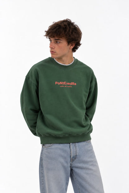 SUDADERA VERDE-LAVADO/CORAL "PONTEVEDRA"