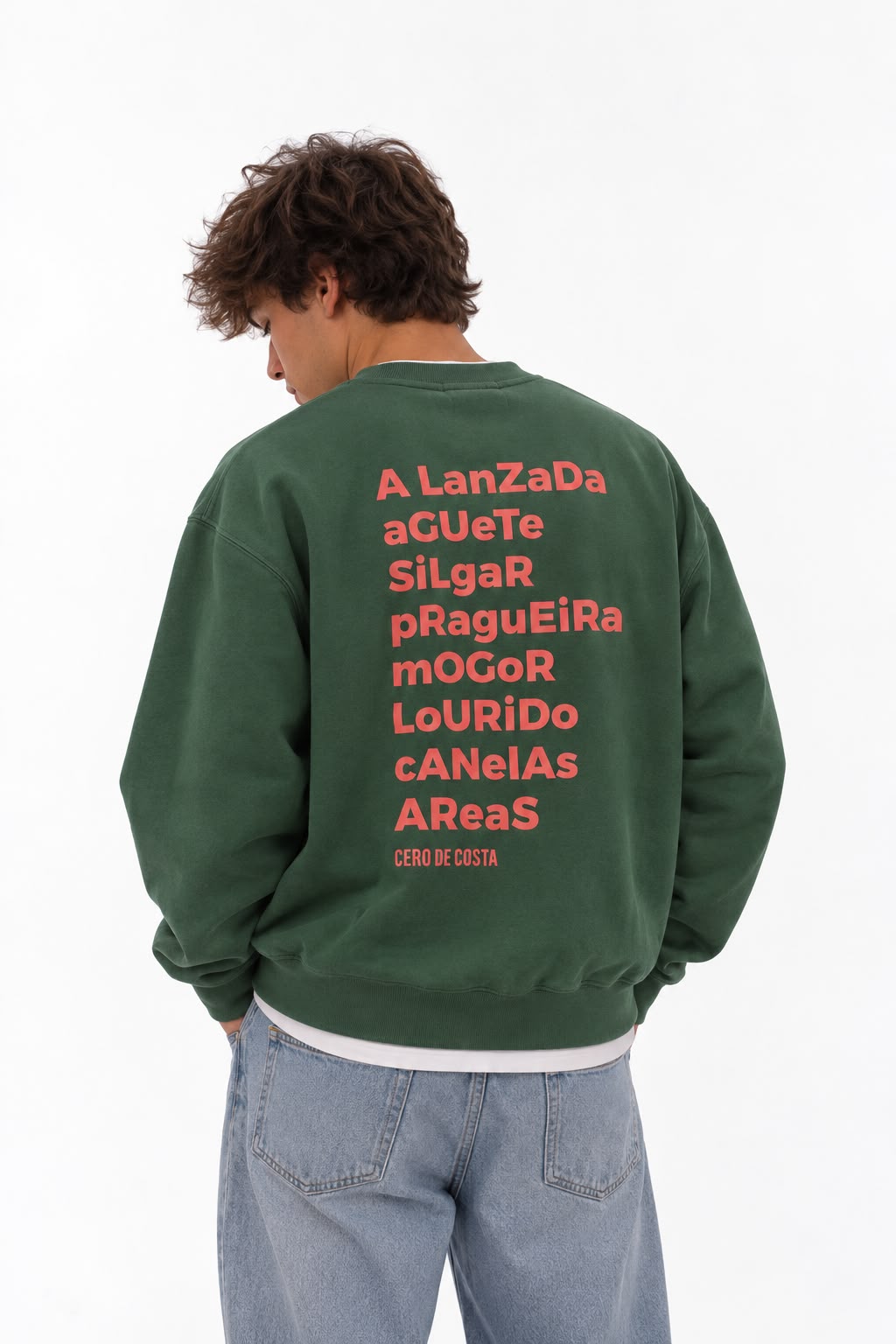 SUDADERA VERDE-LAVADO/CORAL "PONTEVEDRA"