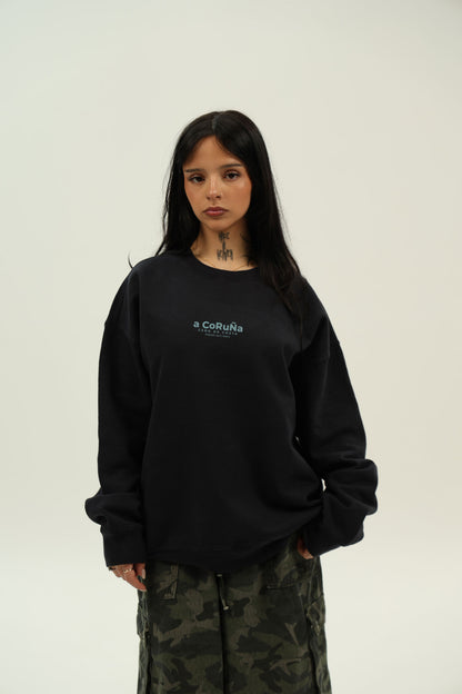 SUDADERA ANTRACITA-O/CELESTE "A CORUÑA"
