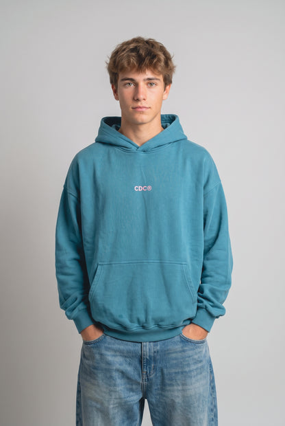 Sudadera con capucha azul «Not Only Beach» de Cero de Costa, vista de frente