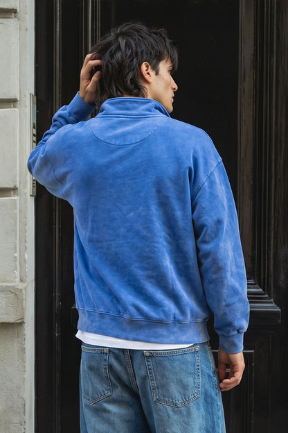 SWEATSHIRT GIZ/VERMELHO "LOGO" MEIO FECHO