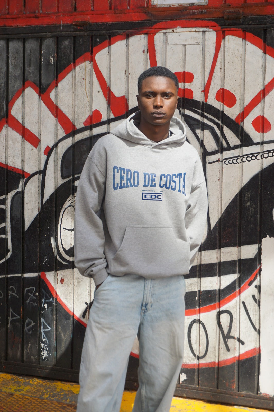 SUDADERA GRIS/AZUL “CERO DE COSTA” CON CAPUCHA