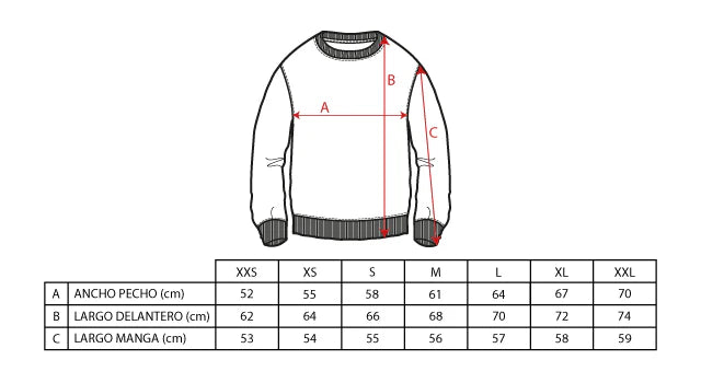 Guía de tallas de Anthracite/Prawn Sweatshirt "Not Only Beach" Logo
