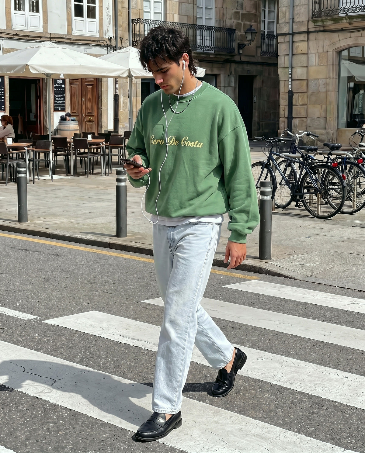 SWEATSHIRT VERDE-LAVADO/ANTRACITE "A CORUÑA"