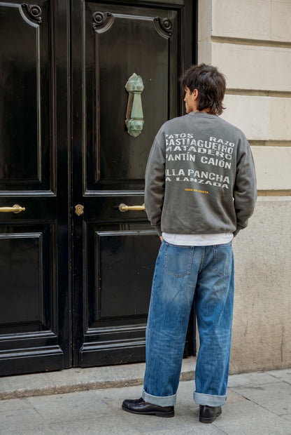 SWEATSHIRT ANTRACITE-LAVADO/DESGASTADO "PRAIAS SURF"
