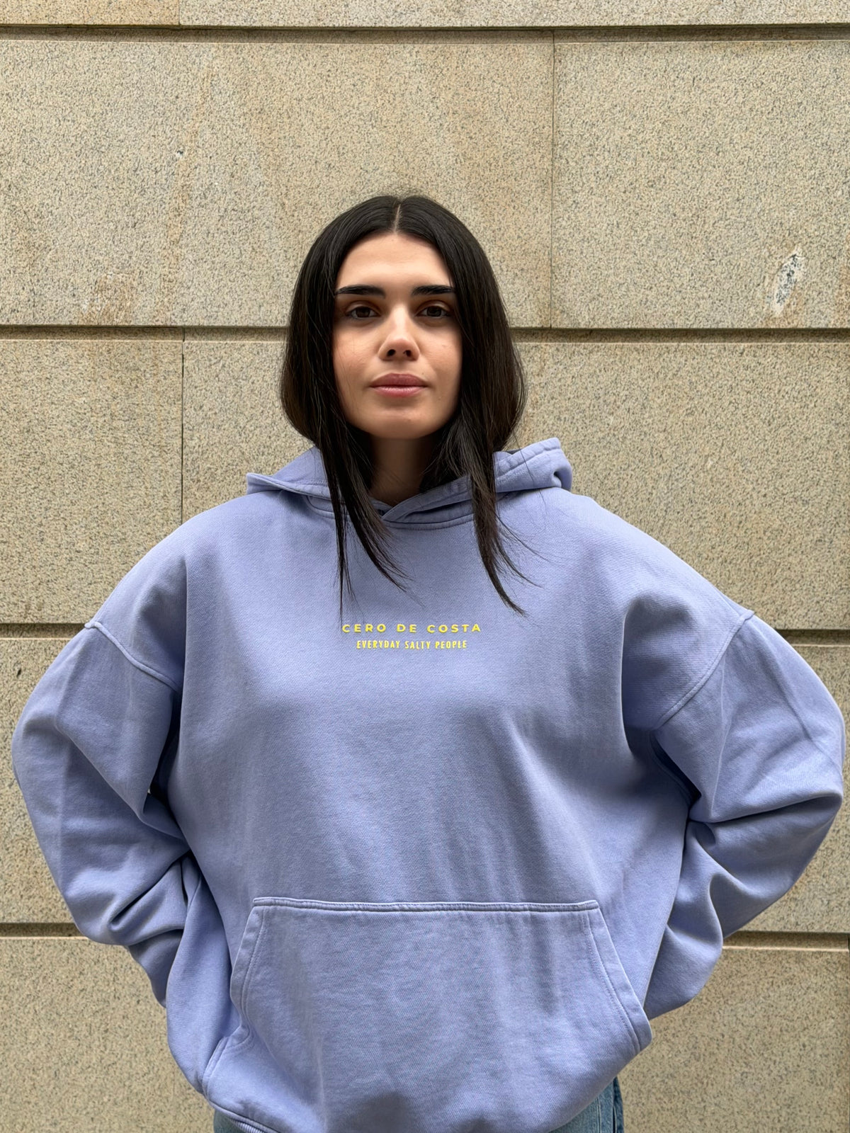 SUDADERA LILA-TIZA/VERDE "MORRAZO" CON CAPUCHA