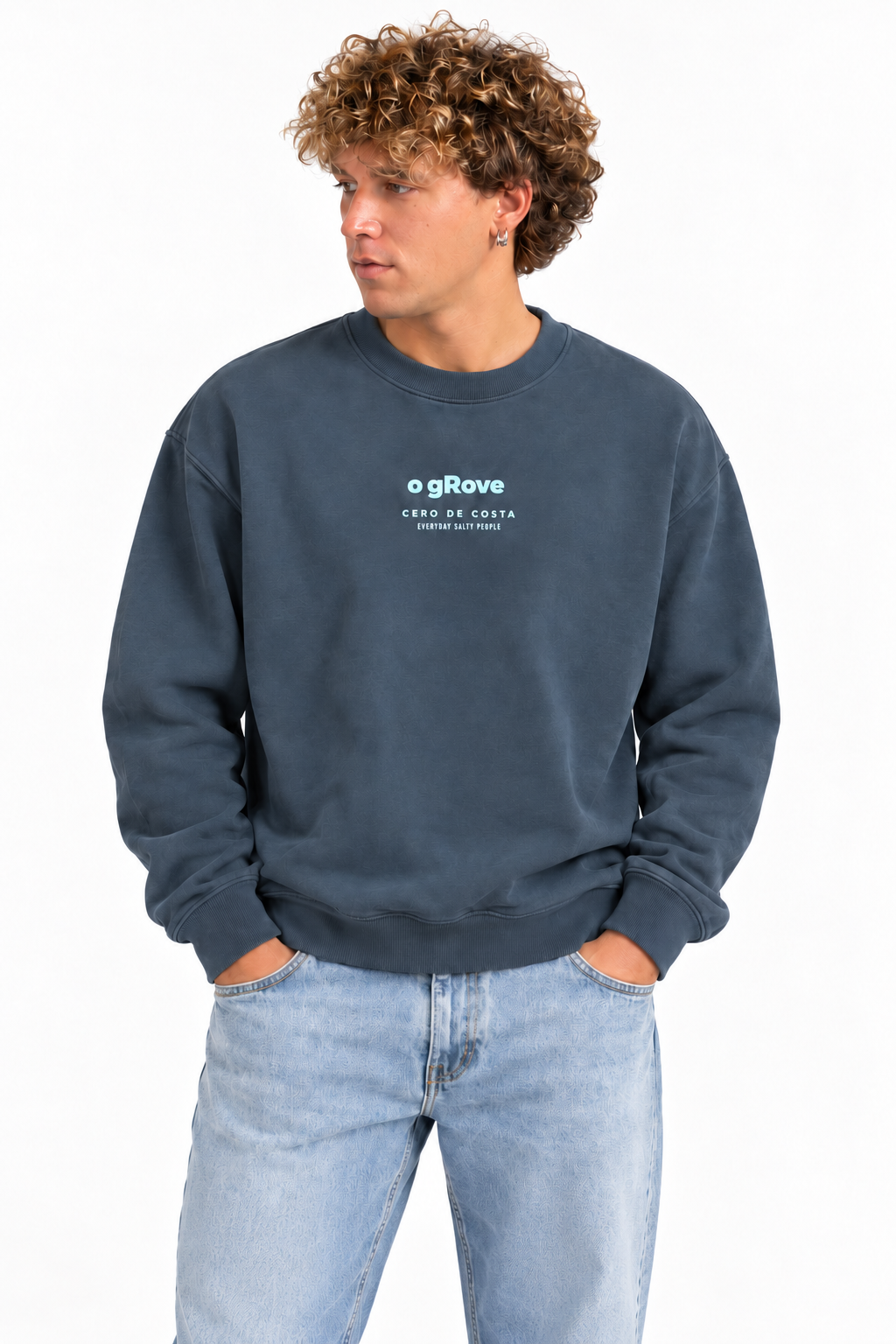 SUDADERA ANTRACITA/CELESTE "O GROVE"