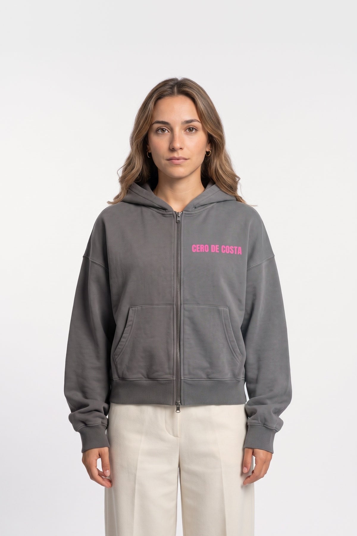 SUDADERA GRIS/ROSA "PORTUGAL ZAMBUJEIRA" CREMALLERA CORTA – foto 3