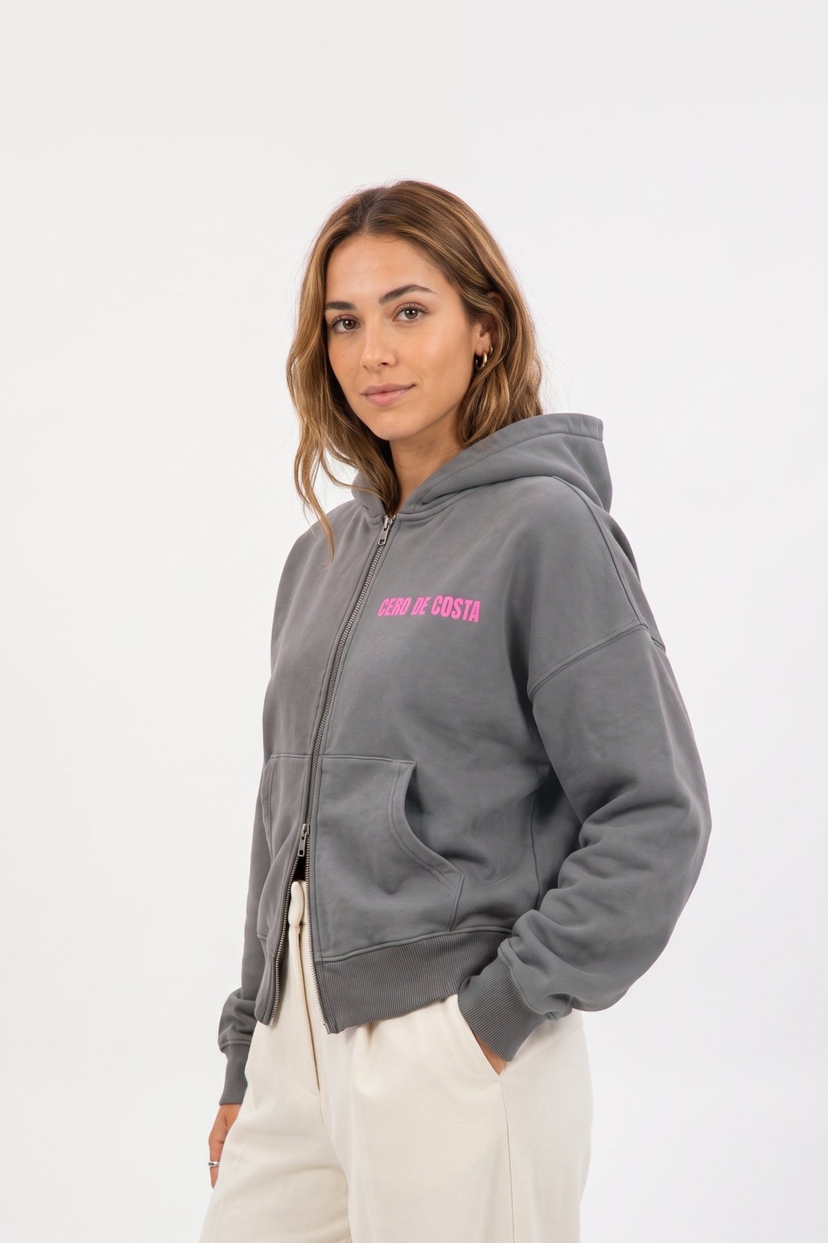 SUDADERA GRIS/ROSA "PORTUGAL ZAMBUJEIRA" CREMALLERA CORTA – foto 6