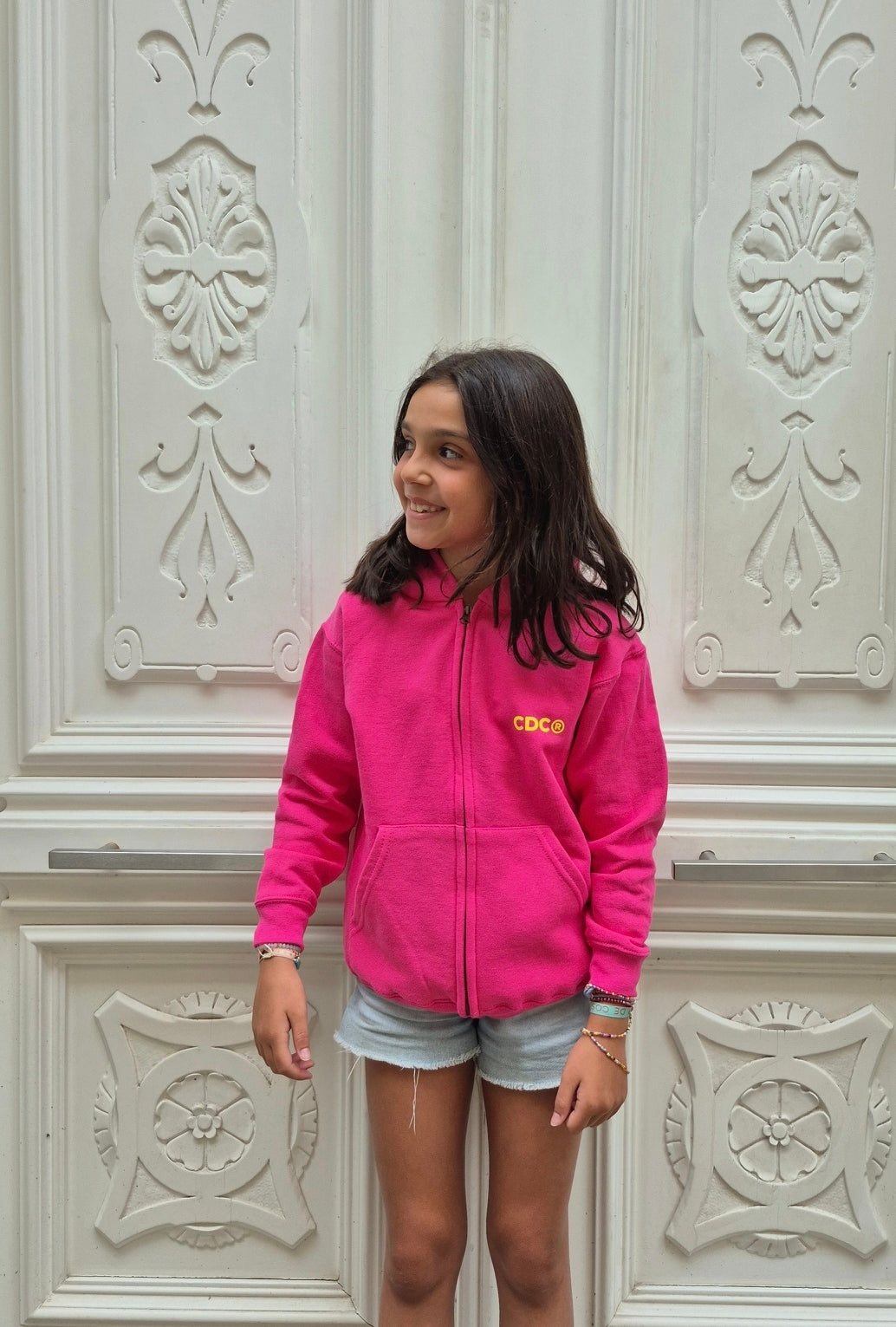 SUDADERA FUCSIA/AMARILLO "BUEU " CREMALLERA