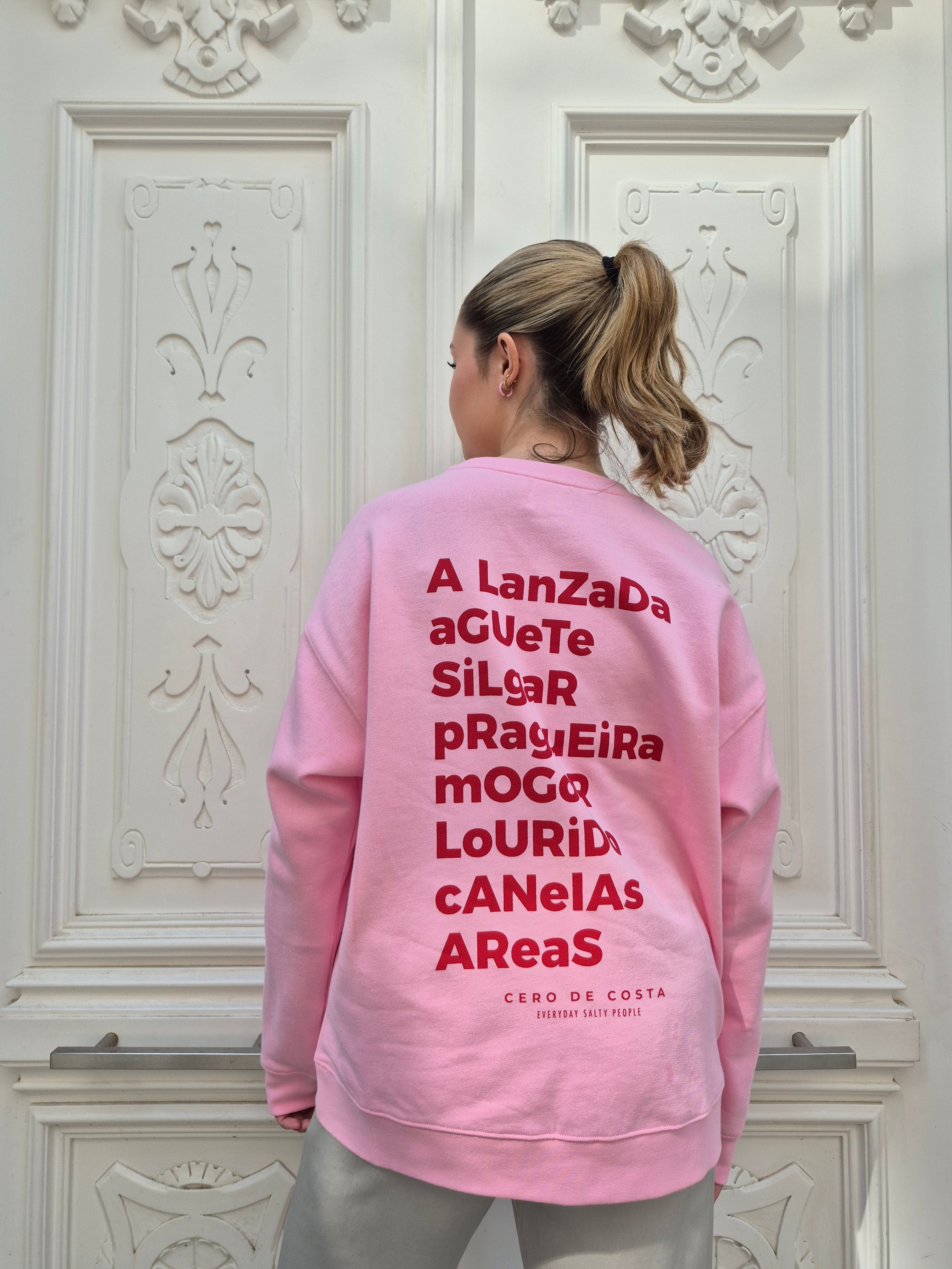 SUDADERA ROSA/ROJO "PONTEVEDRA CERO DE COSTA"