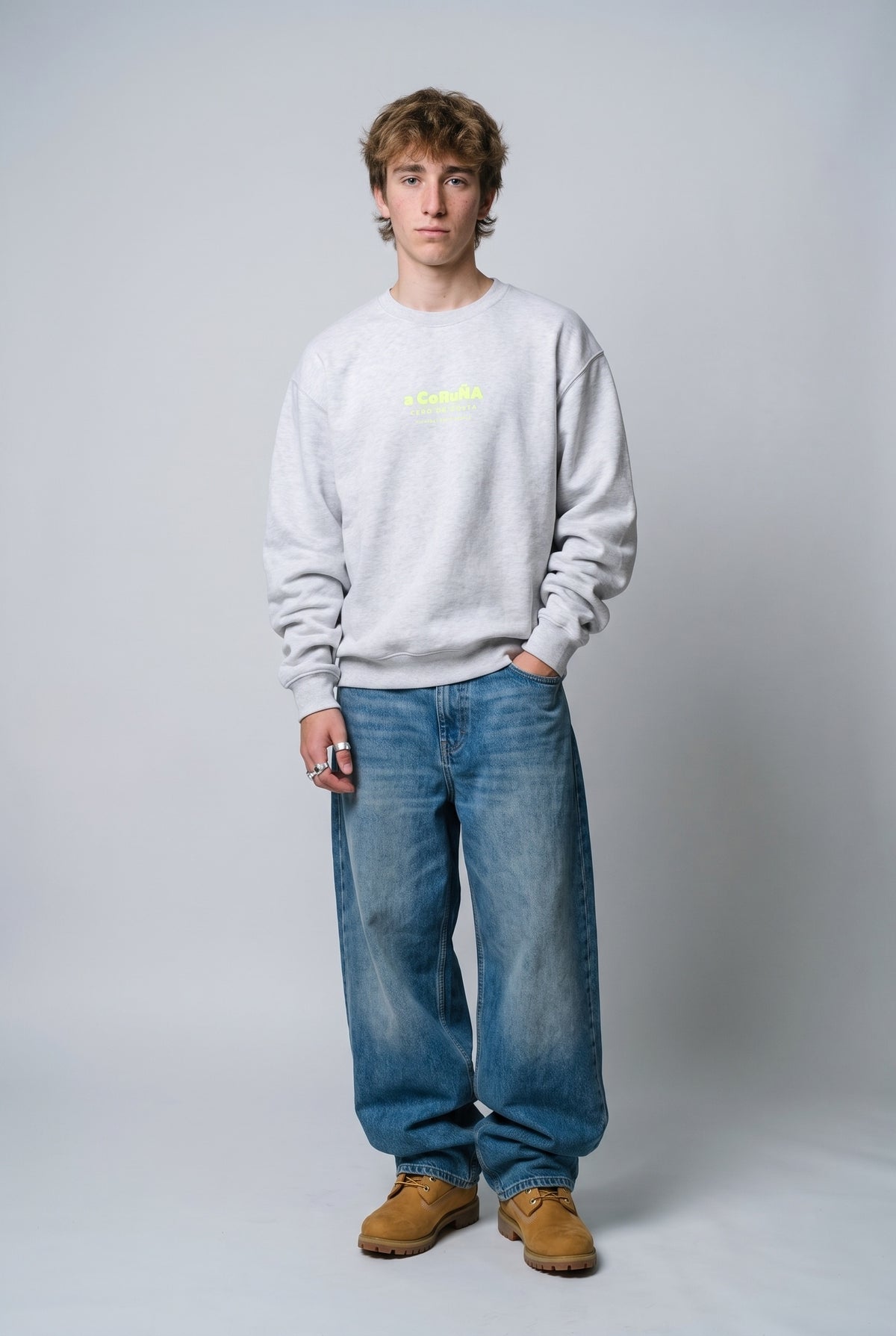 SUDADERA GRIS/FLÚOR "A CORUÑA" – foto 5