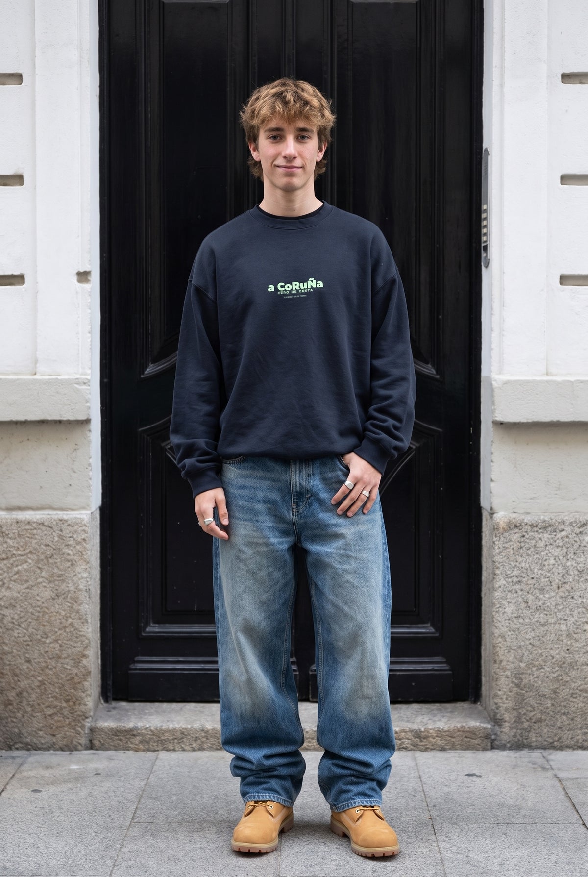 SUDADERA ANTRACITA/VERDE-FLÚOR "A CORUÑA" – foto 4