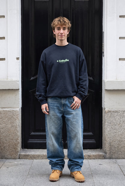 SUDADERA ANTRACITA/VERDE-FLÚOR "A CORUÑA" – foto 4