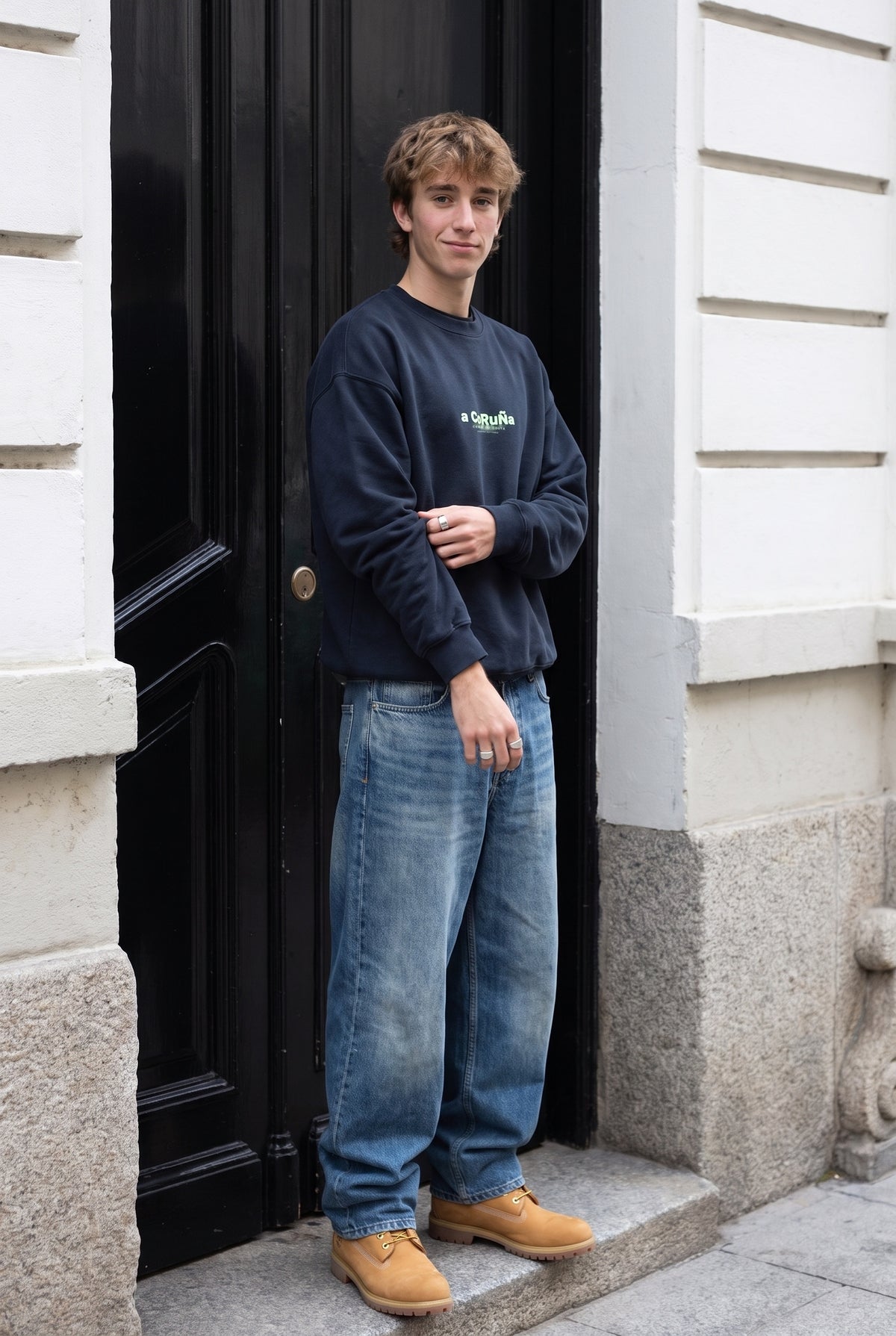 SUDADERA ANTRACITA/VERDE-FLÚOR "A CORUÑA" – foto 5